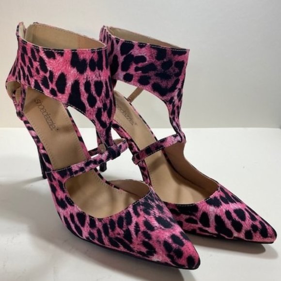 Perlita Pink and Black Leopard Heels - Picture 1 of 7